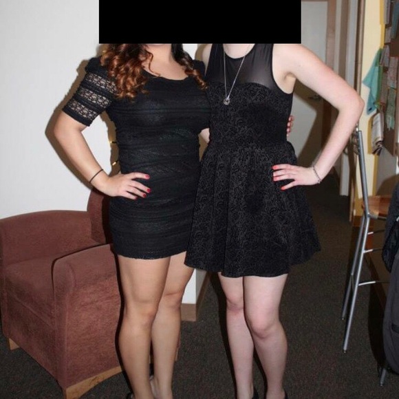 Forever 21 black dress with mesh back and pleats - Picture 3 of 5